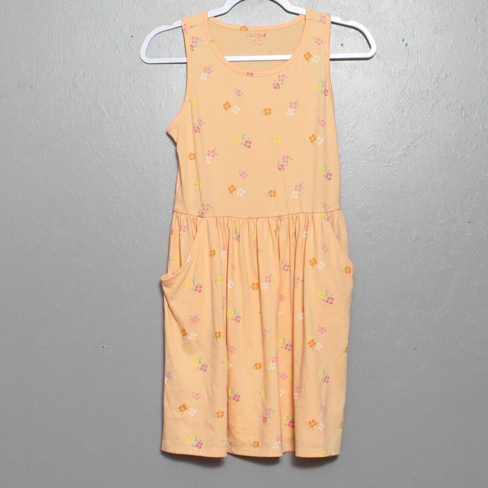 Cat and Jack nwt orange flower print sleeveless pocket dress